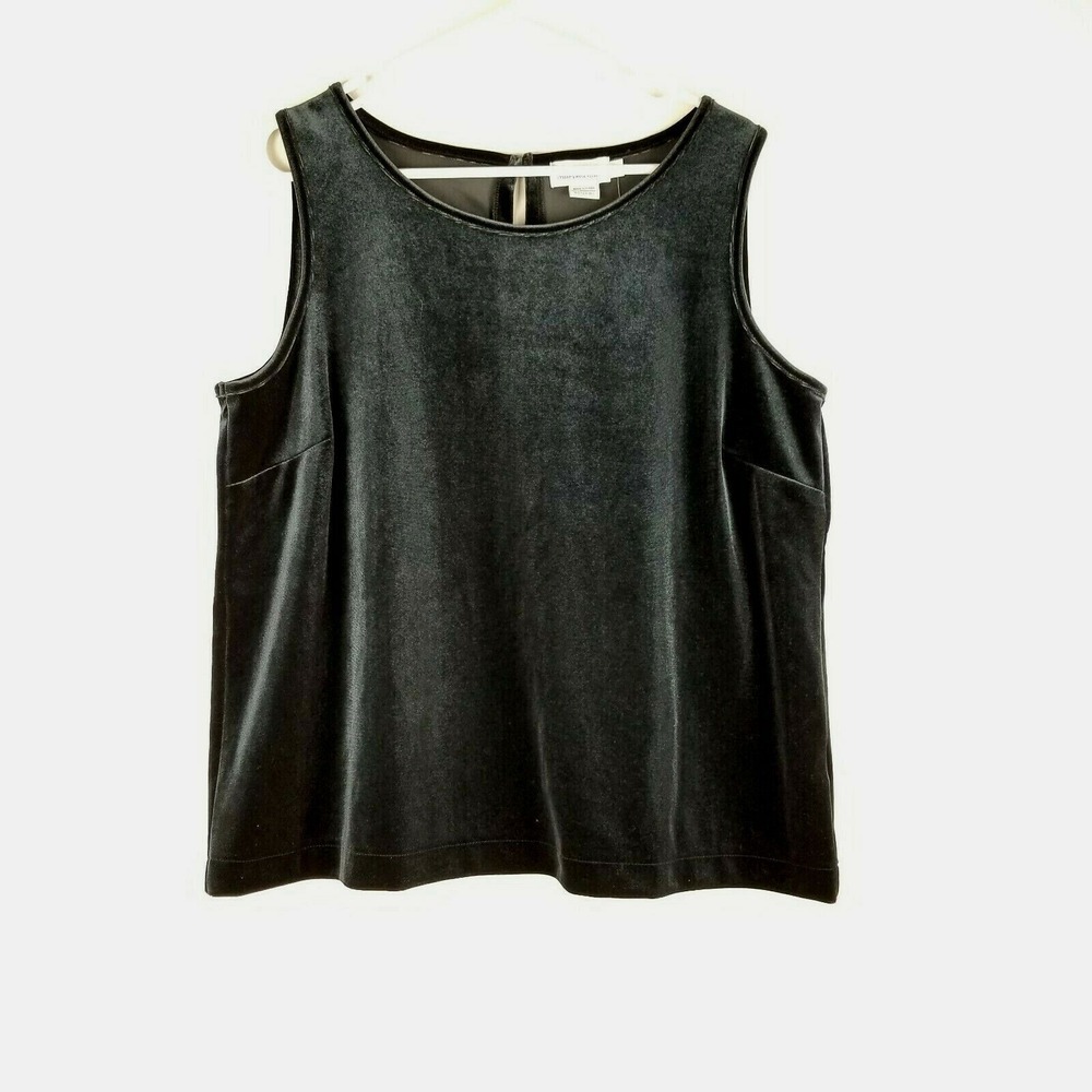 Vineyard Vines Women's‎ Sleeveless Top Size L Jet Black Velvet Tank Career Shirt